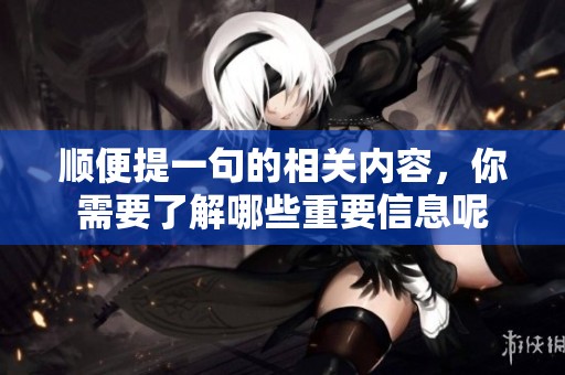 顺便提一句的相关内容，你需要了解哪些重要信息呢